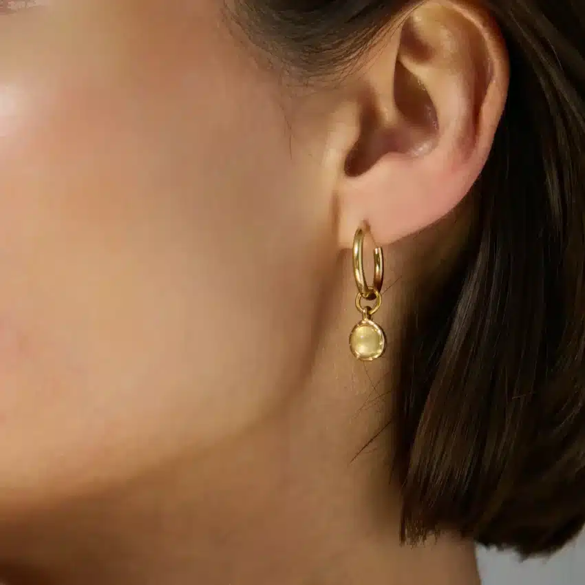 Amplify Huggie Earrings in 14k gold PVD, view 5