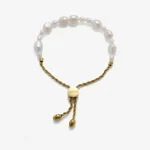 Baroque Pearl Bolo Bracelet in 14k gold PVD - waterproof Aelva jewellery