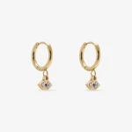 Evil Eye Huggie Earrings in 14k gold PVD - waterproof Aelva jewellery