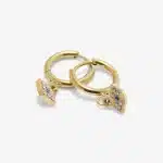 Evil Eye Huggie Earrings in 14k gold PVD, view 2