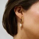 Molten Baroque Pearl Hoops in 14k gold PVD, view 2