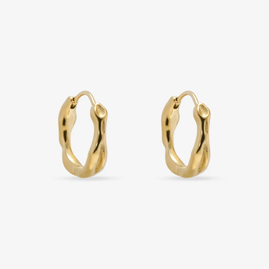 Molten Hoop Earrings in 14k gold PVD - waterproof Aelva jewellery