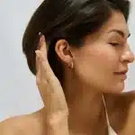 Molten Hoop Earrings in 14k gold PVD, view 4
